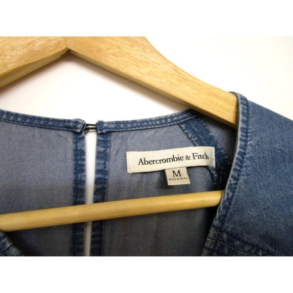 Abercrombie & Fitch Blue Chambray Denim Shirt Sleeve Dress - Women’s Size Medium - Picture 5 of 11